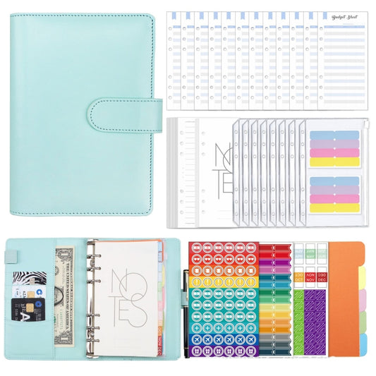 A6 Macaron PU Leather Loose-leaf Notebook Cash Budget Handbook, XJYS-010  Blue, XJYS-010  Pink, XJYS-010  Purple, XJYS-010 Yellow, XJYS-010 Black, XJYS-010 Green