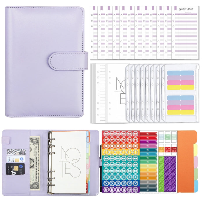 A6 Macaron PU Leather Loose-leaf Notebook Cash Budget Handbook