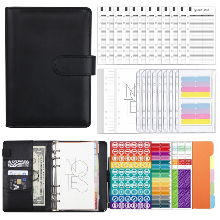 A6 Macaron PU Leather Loose-leaf Notebook Cash Budget Handbook