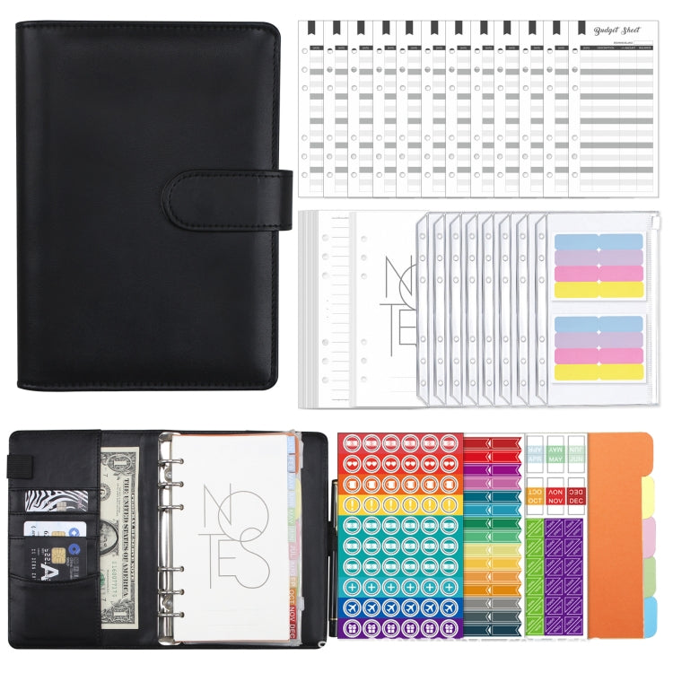 A6 Macaron PU Leather Loose-leaf Notebook Cash Budget Handbook, XJYS-010  Blue, XJYS-010  Pink, XJYS-010  Purple, XJYS-010 Yellow, XJYS-010 Black, XJYS-010 Green