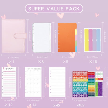A6 Macaron PU Leather Loose-leaf Notebook Cash Budget Handbook, XJYS-010  Blue, XJYS-010  Pink, XJYS-010  Purple, XJYS-010 Yellow, XJYS-010 Black, XJYS-010 Green