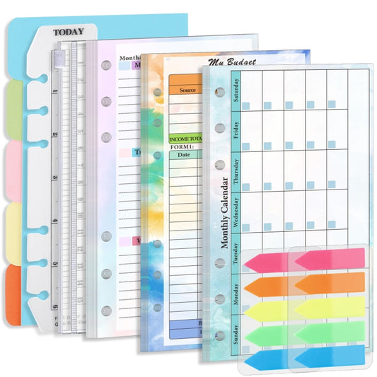 A6 6 Hole Budget Book Loose-leaf Replacement Core Handbook Insert,Spec:, Kit 1, 3 In 1, Monthly Plan 56 Sheets, Budget Page 56 Sheets, Weekly Plan 108 Sheets