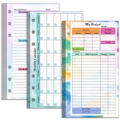 A6 6 Hole Budget Book Loose-leaf Replacement Core Handbook Insert,Spec: