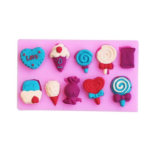 G114 Candy Lollipop Ice Cream Shape Silicone Mold Chocolate Biscuits Cake Decoration