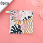 8pcs Cotton and Linen Sanitary Napkin Storage Bag Handy Clutch Bag, Gray Camel, Lucky Cat, Leaves, Blue Cat, Turtle, Black -bottomed White Tree