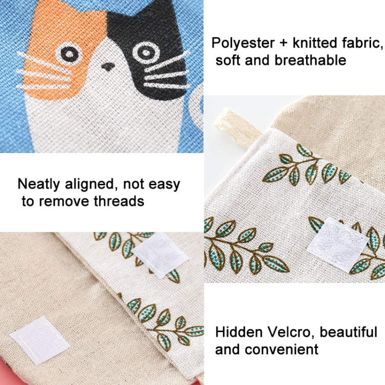 8pcs Cotton and Linen Sanitary Napkin Storage Bag Handy Clutch Bag, Gray Camel, Lucky Cat, Leaves, Blue Cat, Turtle, Black -bottomed White Tree