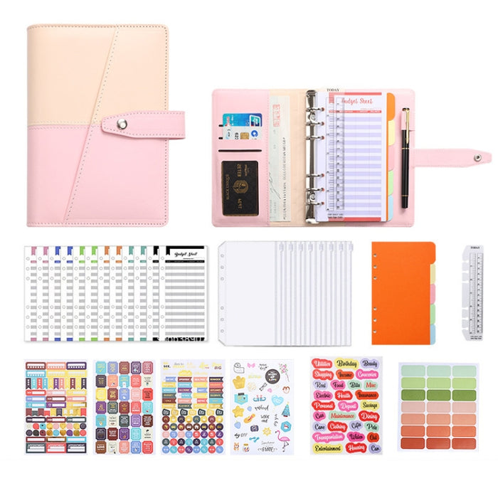 A6 YMX-012 PU Leather Budget Binder Notebook Macaron Color Matching Handbook