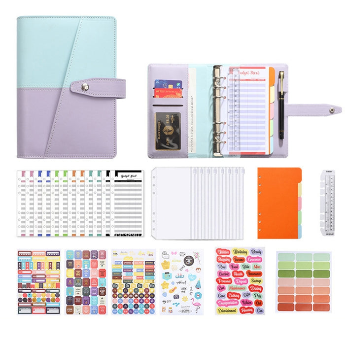 A6 YMX-012 PU Leather Budget Binder Notebook Macaron Color Matching Handbook