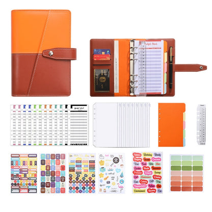 A6 YMX-012 PU Leather Budget Binder Notebook Macaron Color Matching Handbook, Macaron Color (Orange+Brown), Macaron Color (Yellow+Light Green), Macaron Color (Pink+Blue), Macaron Color (White+Black), Macaron Color (Khaki+Pink), Macaron Color (Blue+Purple)