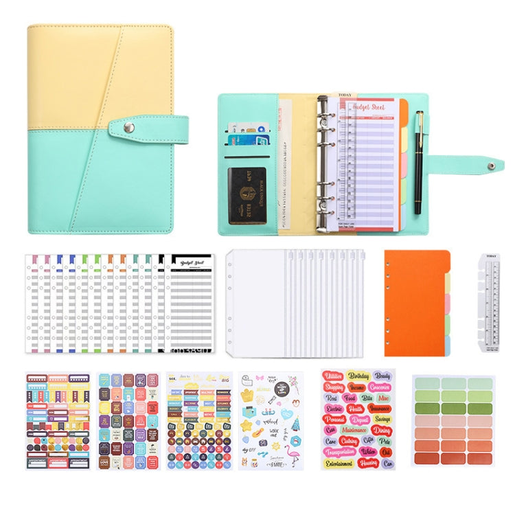 A6 YMX-012 PU Leather Budget Binder Notebook Macaron Color Matching Handbook, Macaron Color (Orange+Brown), Macaron Color (Yellow+Light Green), Macaron Color (Pink+Blue), Macaron Color (White+Black), Macaron Color (Khaki+Pink), Macaron Color (Blue+Purple)