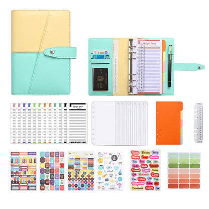 A6 YMX-012 PU Leather Budget Binder Notebook Macaron Color Matching Handbook, Macaron Color (Orange+Brown), Macaron Color (Yellow+Light Green), Macaron Color (Pink+Blue), Macaron Color (White+Black), Macaron Color (Khaki+Pink), Macaron Color (Blue+Purple)