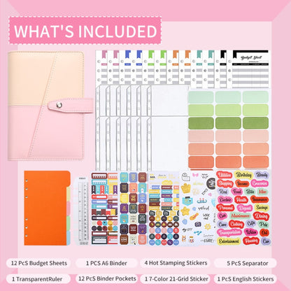 A6 YMX-012 PU Leather Budget Binder Notebook Macaron Color Matching Handbook, Macaron Color (Orange+Brown), Macaron Color (Yellow+Light Green), Macaron Color (Pink+Blue), Macaron Color (White+Black), Macaron Color (Khaki+Pink), Macaron Color (Blue+Purple)
