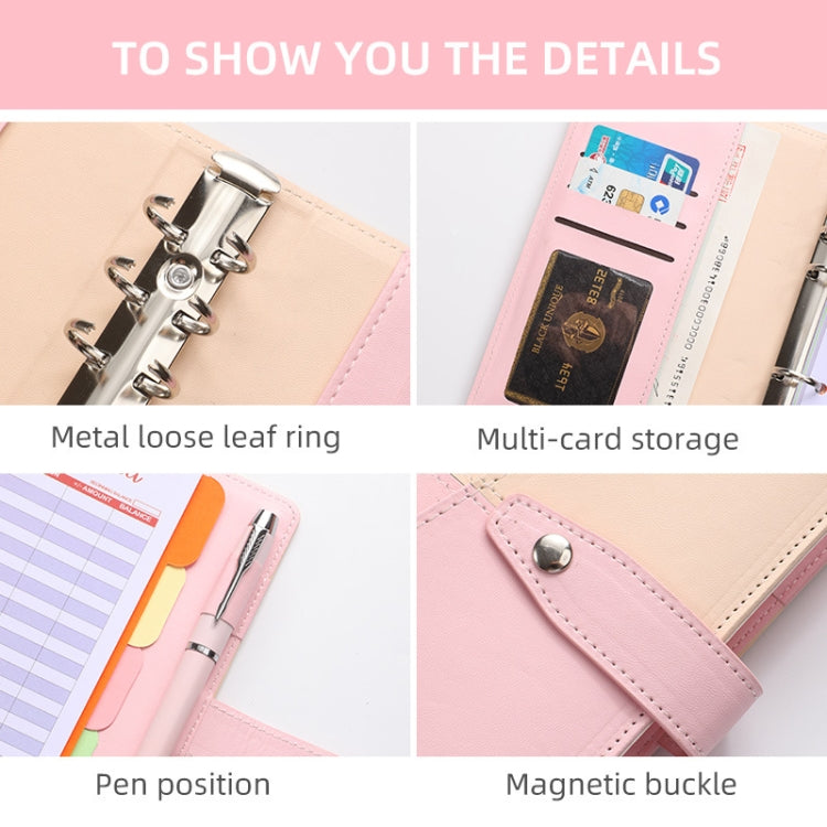 A6 YMX-012 PU Leather Budget Binder Notebook Macaron Color Matching Handbook, Macaron Color (Orange+Brown), Macaron Color (Yellow+Light Green), Macaron Color (Pink+Blue), Macaron Color (White+Black), Macaron Color (Khaki+Pink), Macaron Color (Blue+Purple)