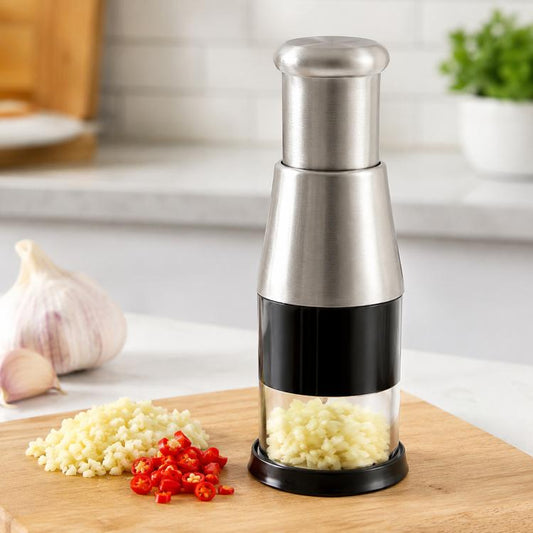 Press Kitchen Cutter Garlic Onion Pat Knife, Stainless Steel Black, Plating Silver, Plating White