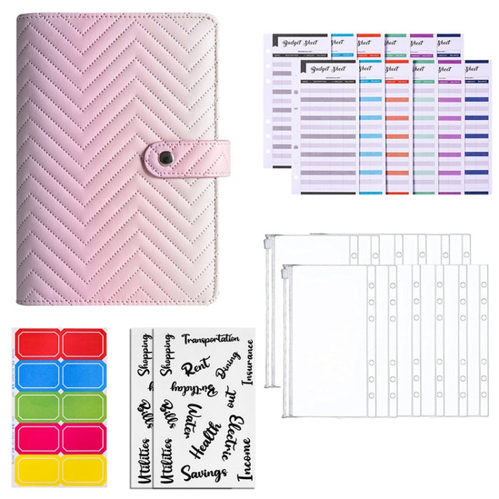 A6 PU Macaron Gradient Color Loose-leaf Notepad Notebook Budget Book