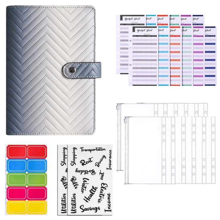 A6 PU Macaron Gradient Color Loose-leaf Notepad Notebook Budget Book, Gradient Purple, Gradient Black