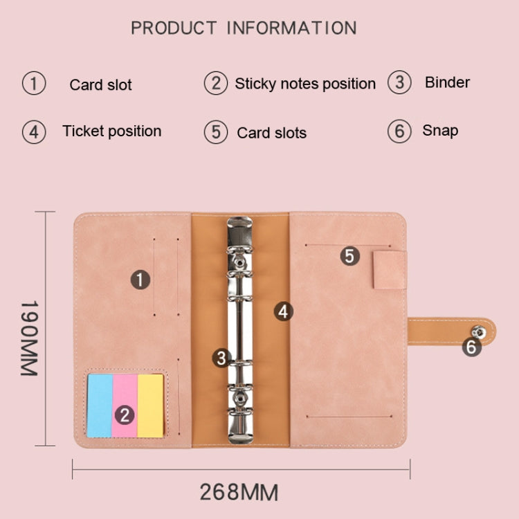 H666 A6 Loose-leaf Binder Cash Budget Handbook Vintage PU Leather Notebook with Window