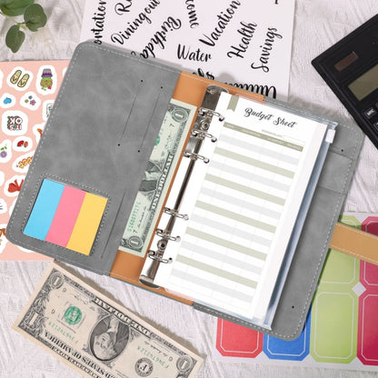 H666 A6 Loose-leaf Binder Cash Budget Handbook Vintage PU Leather Notebook with Window