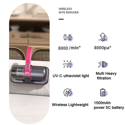 100W 8000 Pa Wireless Charging Mite Removal Instrument Vacuum Cleaner UV Sterilization Machine, 100W Red, 100W  Purple