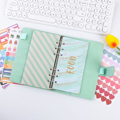 A6 Crocodile Pattern PU Leather Loose-Leaf Binder Budget Notebook Cash Envelope Organizer, Crocodile Pattern (Bean Green), Crocodile Pattern (Warm White), Crocodile Pattern (Pink), Crocodile Pattern (Glaze Blue), Crocodile Pattern (Rock Gray)