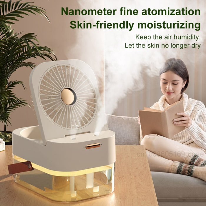 2.5L Dual Spray Humidifying Fan with Ambient Light Aroma Diffuser