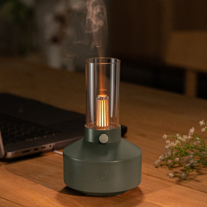 DQ708 Simulation Candle Light Aroma Diffuser USB Air Humidifier with Night Light