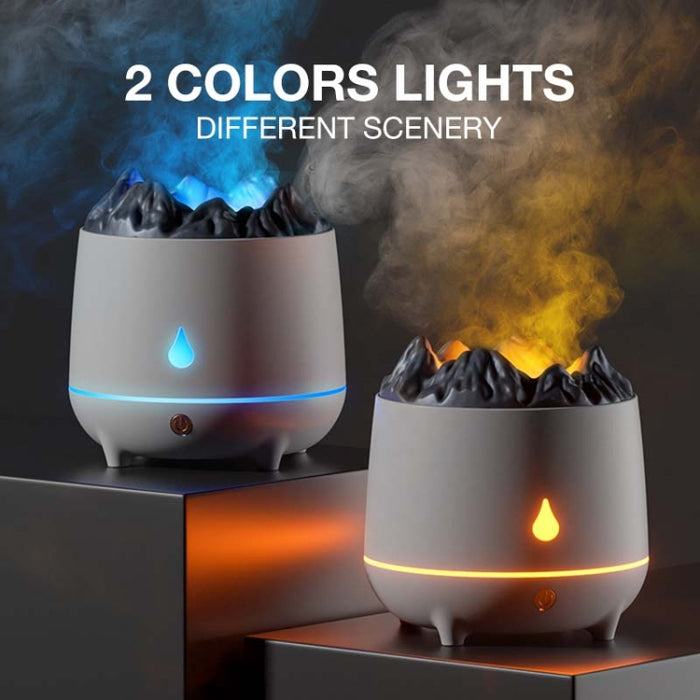 HS01 Simulation Flame Humidifier Home Aromatherapy Machine With Night Light