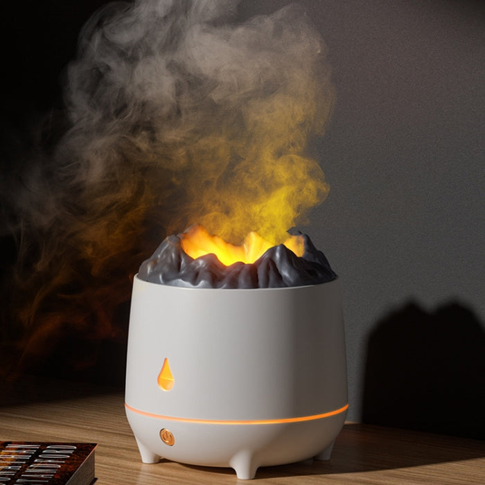 HS01 Simulation Flame Humidifier Home Aromatherapy Machine With Night Light