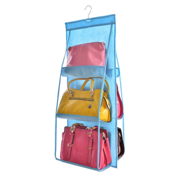 B05005 Double Sided 6 Pocket Hanging Bag Non-woven Fabric Hanging Handbag Organizer