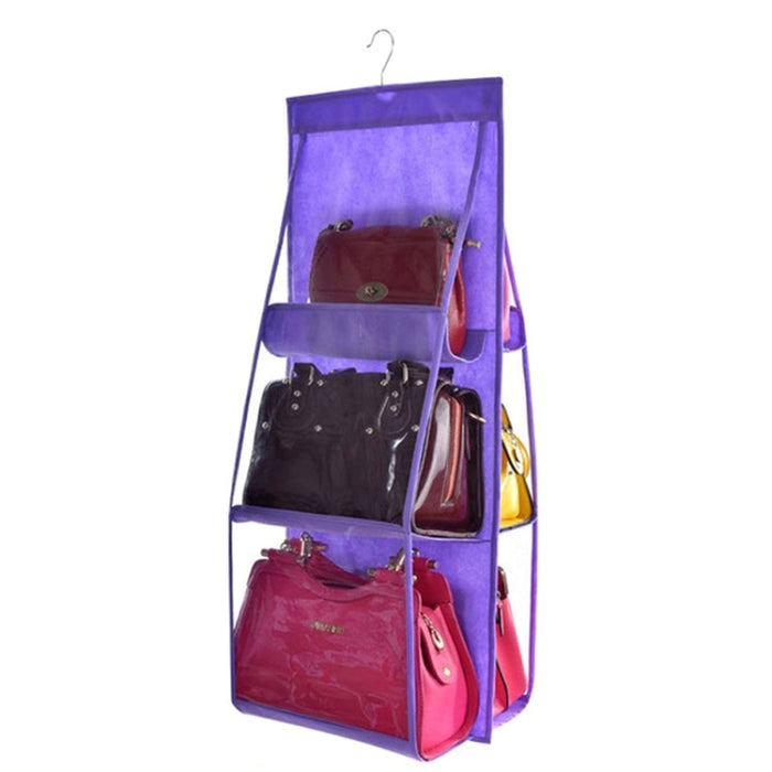 B05005 Double Sided 6 Pocket Hanging Bag Non-woven Fabric Hanging Handbag Organizer