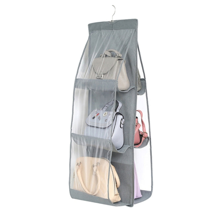 B05005 Double Sided 6 Pocket Hanging Bag Non-woven Fabric Hanging Handbag Organizer