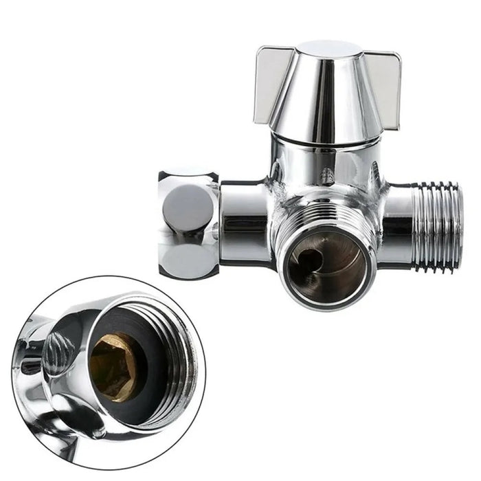 Double Handle Brass 3 Way Shower Arm Diverter Valve Hand Held Showerhead Shower Splitter