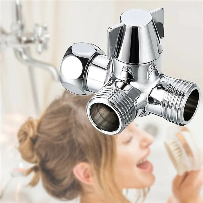 Double Handle Brass 3 Way Shower Arm Diverter Valve Hand Held Showerhead Shower Splitter