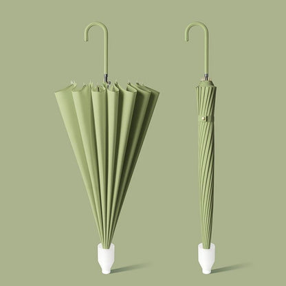 16 Bone Automatic Long Handle Double Sunny And Rain Dual Use Umbrella, With Waterproof Cover Beige, With Waterproof Cover Black, With Waterproof Cover Purple, With Waterproof Cover Green, With Waterproof Cover White, With Waterproof Cover Matcha       ...