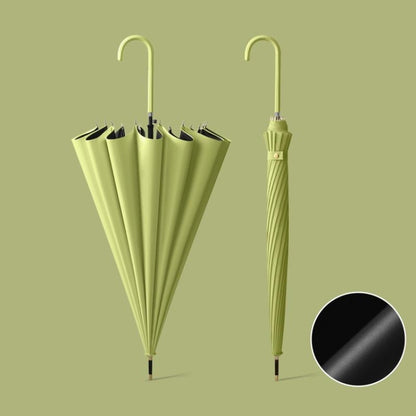16 Bone Automatic Long Handle Double Sunny And Rain Dual Use Umbrella, With Waterproof Cover Beige, With Waterproof Cover Black, With Waterproof Cover Purple, With Waterproof Cover Green, With Waterproof Cover White, With Waterproof Cover Matcha       ...