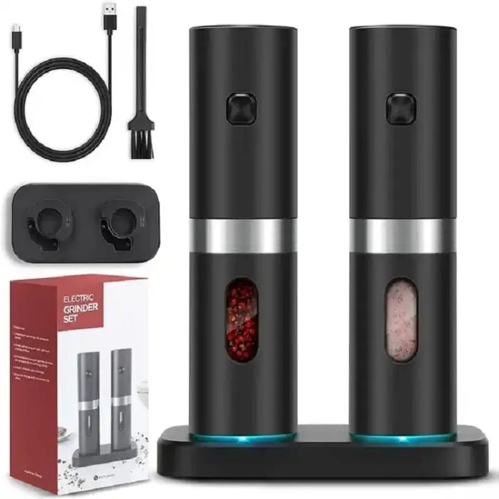 Electric Automatic Salt And Pepper Grinder Set With Charging Base