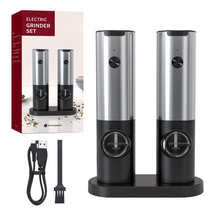 Electric Automatic Salt And Pepper Grinder Set With Charging Base