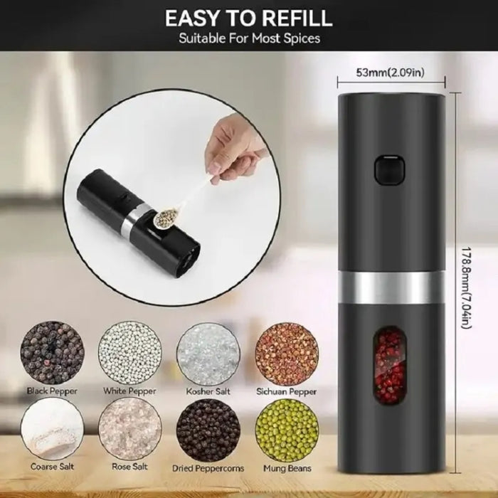 Electric Automatic Salt And Pepper Grinder Set With Charging Base