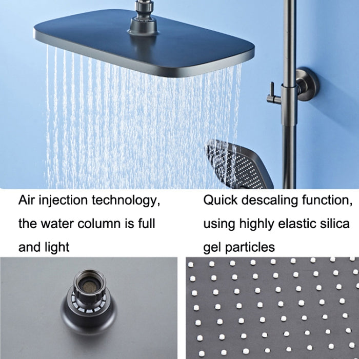 Piano Digital Display Full Copper Faucet Square Nozzle Shower Set, Color: