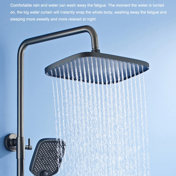 Piano Digital Display Full Copper Faucet Square Nozzle Shower Set, Color: