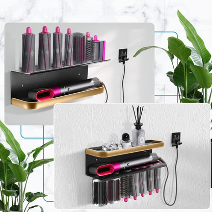 For Dyson Airwrap Wall-Mounted Shelf Storage Rack, A Type Black Gold, B Type Black Gold, A Type Black, B Type Black, C Type Flip Down, C Type Flip Up