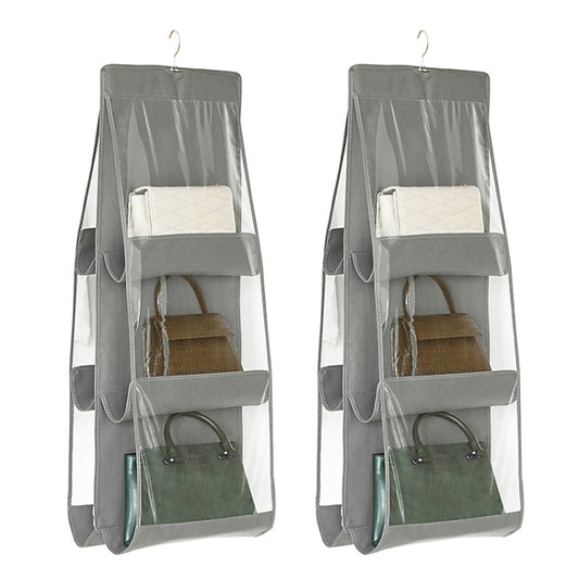 2pcs Double Sided Transparent Storage Bag Bedroom Wardrobe Storage Dustproof Hanging Bag