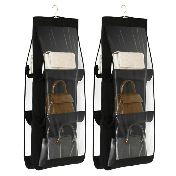 2pcs Double Sided Transparent Storage Bag Bedroom Wardrobe Storage Dustproof Hanging Bag