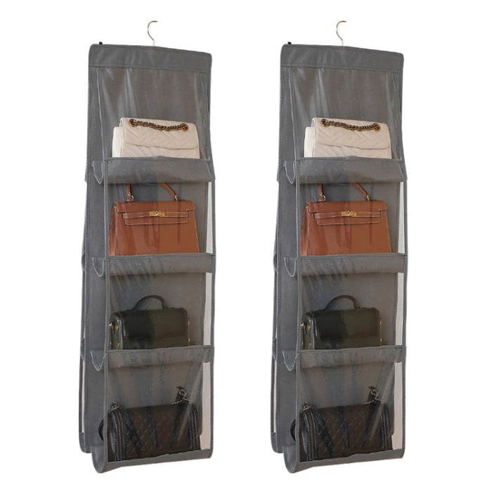 2pcs Double Sided Transparent Storage Bag Bedroom Wardrobe Storage Dustproof Hanging Bag