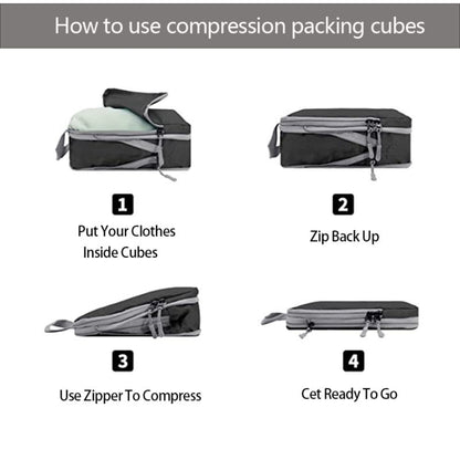 7 In 1  Compression Packing Cubes Expandable Travel Bags Luggage Organizer, 7 In 1