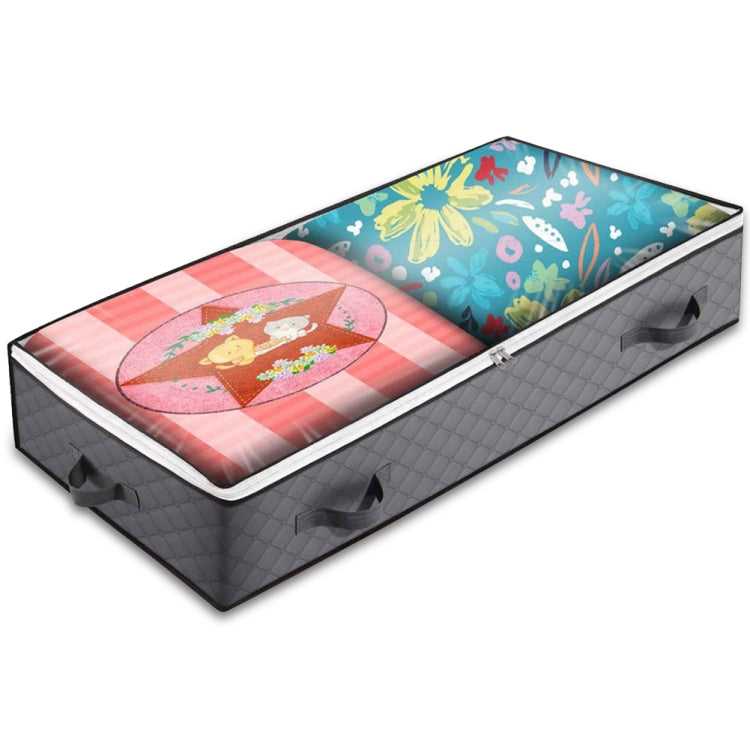 Non-Woven Fabric Foldable Underbed Storage Bag For Clothes Blankets And Shoes 100x50x15cm, 100x50x15cm(4 Handles Deep Gray), 100x50x15cm(4 Handles Black)