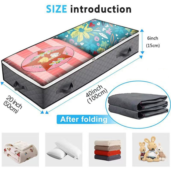 Non-Woven Fabric Foldable Underbed Storage Bag For Clothes Blankets And Shoes 100x50x15cm