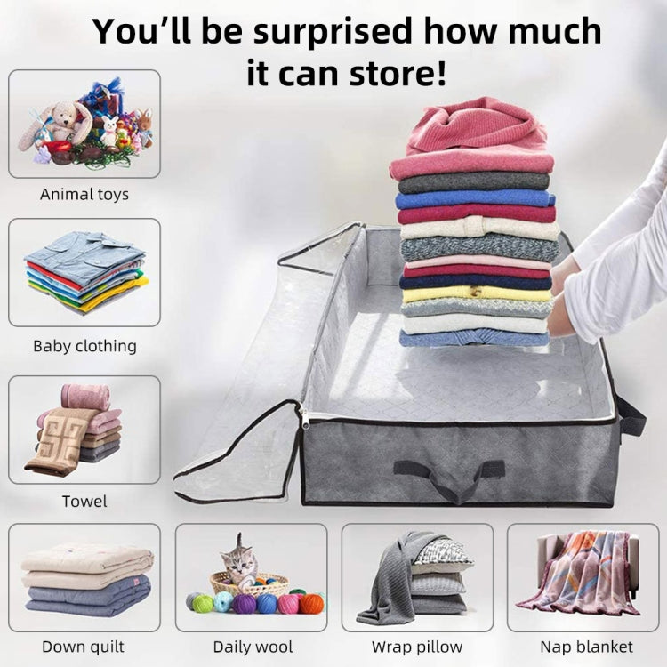 Non-Woven Fabric Foldable Underbed Storage Bag For Clothes Blankets And Shoes 100x50x15cm, 100x50x15cm(4 Handles Deep Gray), 100x50x15cm(4 Handles Black)