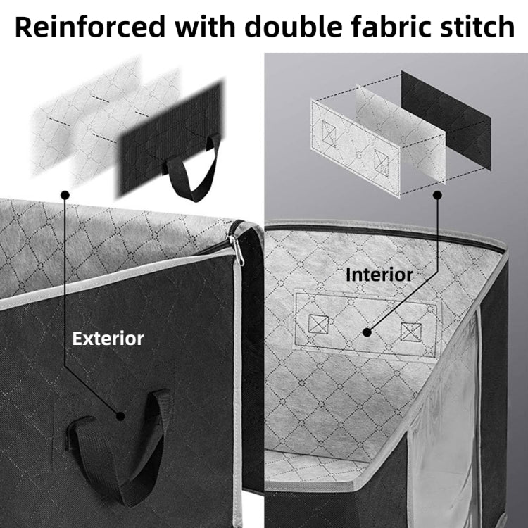 Non-Woven Fabric Foldable Underbed Storage Bag For Clothes Blankets And Shoes 100x50x15cm, 100x50x15cm(4 Handles Deep Gray), 100x50x15cm(4 Handles Black)