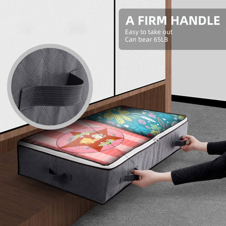 Non-Woven Fabric Foldable Underbed Storage Bag For Clothes Blankets And Shoes 100x50x15cm, 100x50x15cm(4 Handles Deep Gray), 100x50x15cm(4 Handles Black)